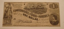 1862 $1 One Dollar T-44 First Series CONFEDERATE STATES OF AMERICA CURRENCY NOTE