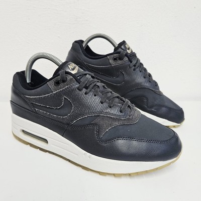 Nike Air Max 1 Anthracite Gum Größe UK 6 Dunkelgrau Leder Sneaker 454746-016