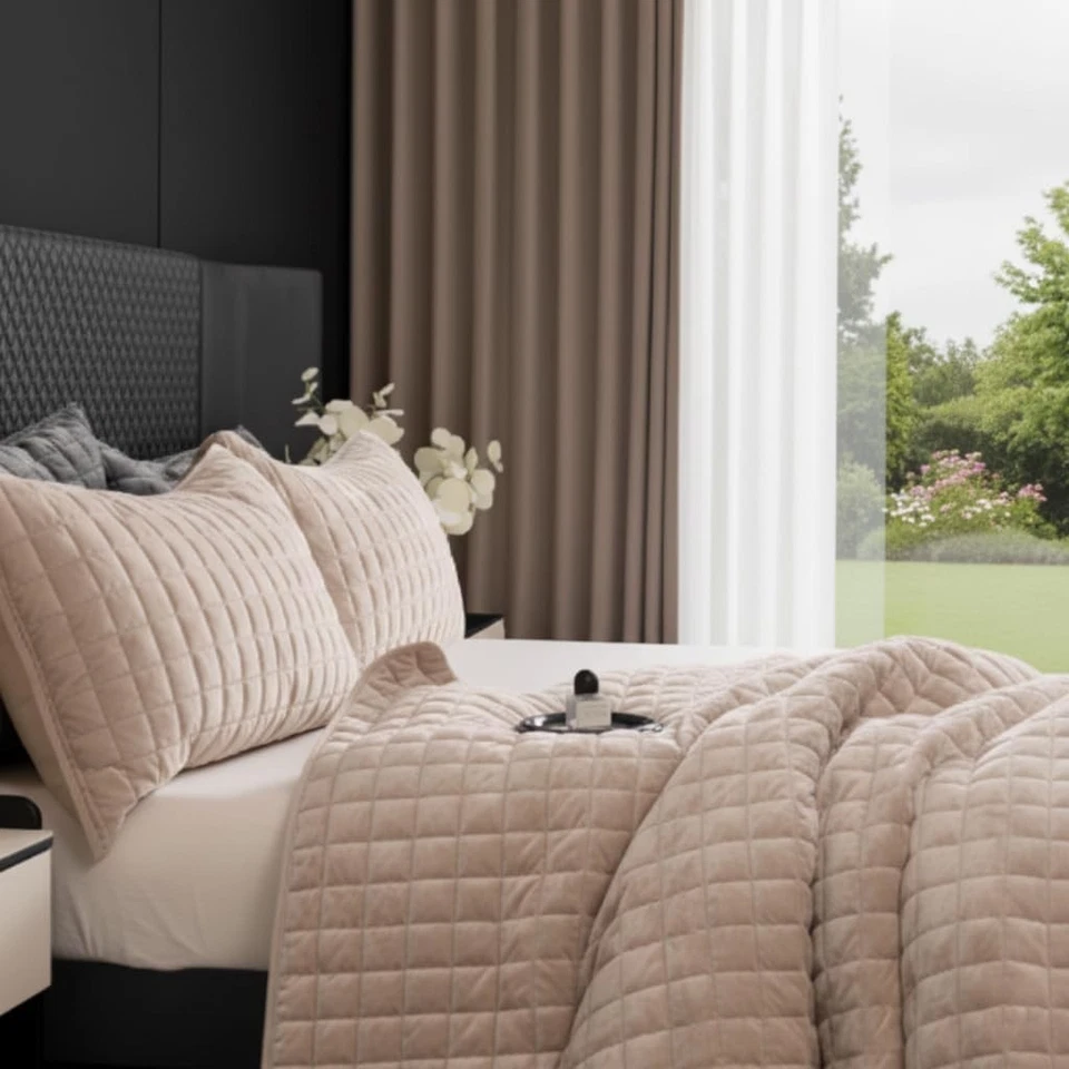 Juego de edredón de terciopelo de lujo juego de cama completo tamaño queen edredón de terciopelo ultra suave Foto 3 de 4