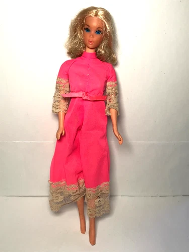 Vintage 1971 Mattel Walk Lively Barbie Doll Blonde #1182 Redressed Francie #1763