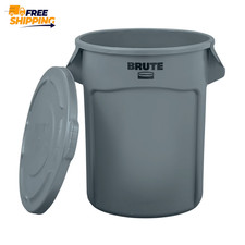 Rubbermaid Brute 32-Gallon Trash Can with Lid, Grey