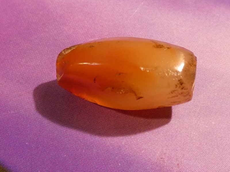 ANCIENT INDOTIBETAN BURMESE PATINIZED 6 SIDED BANDED FACETED AGATE BEAD 17.3-8.3