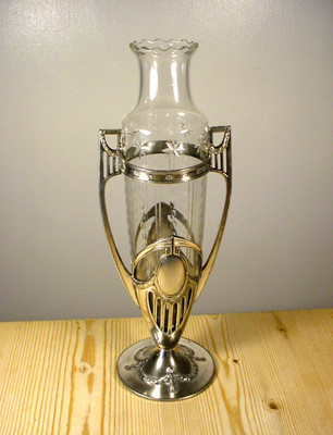 WMF Silber Teller & Glas Jugendstil Jugendstil Vase