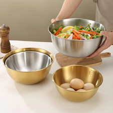 3pcs Stainless Steel Mixing Bowls Set Large Salad Dough Kitchen Prep Bowls