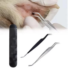 Pet Tick Removal Tool Stainless Steel 2 in 1 Flea Remover Tweezers Free Ship USA