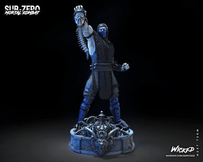 3D gedruckt 16K WICKED - Mortal Kombat Sub Zero Skulptur unbemalt Maßstab 1:6