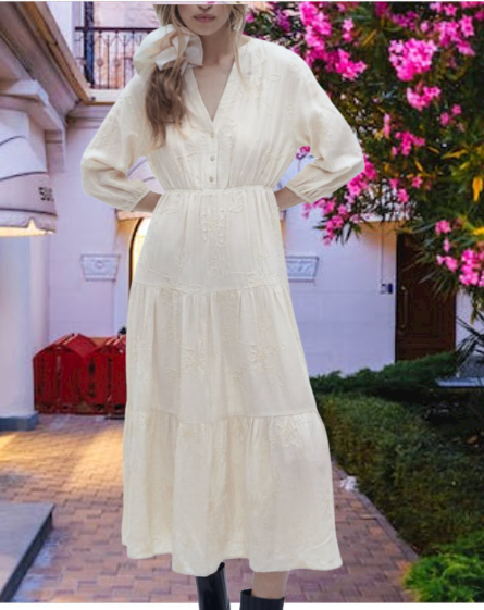 ZARA LINEN BLEND EMBROIDERED SAND MIDI DRESS sz L Retail price $89.90 | eBay ZARA LINEN BLEND EMBROIDERED SAND MIDI DRESS sz L Retail price $89.90 | eBay