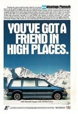 1992 Plymouth Grand Voyager Blue Minivan Vintage Print Ad