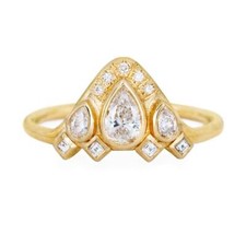 1.5ct Simulated Diamond Engagement Ring Yellow Gold Plated Egyptian Crown