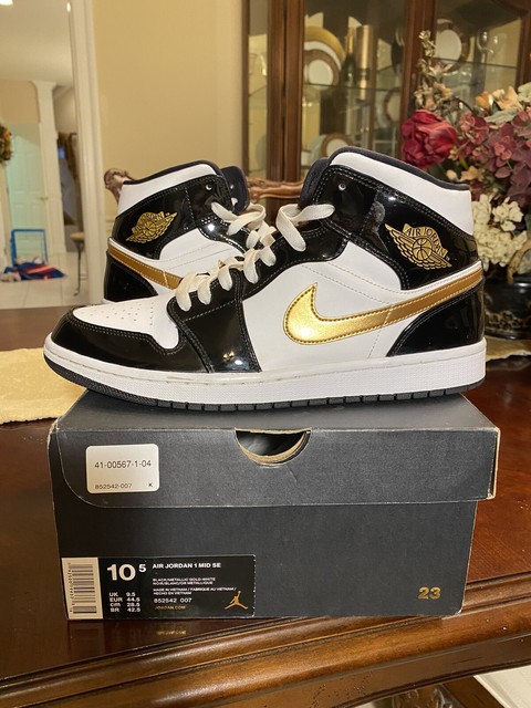 Nike Air Jordan 1 Retro Low OG Black Metallic Gold Gum White Patent Leather 7y for sale online 