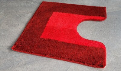 Francesca Granat Rot WC-Vorleger mit Ausschnitt 50x50cm. Florhöhe:12mm