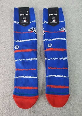 Lot Of 2 Toronto Blue Jays Chalk Crew Socks Mens L 9-13 Black/Blue Stance Casual