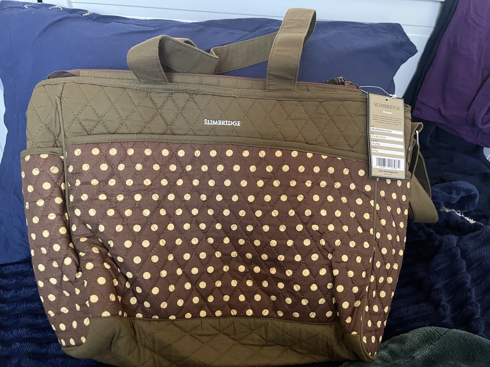 New Slimbridge Mocha Dots insulated Baby Bag + Changing Mat Size 35 × 28 × 16 cm