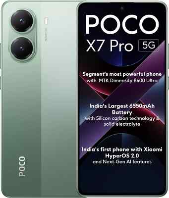 POCO X7 Pro 5G (Green, 256GB 8 GB RAM) 6.67'' Dimensity D8400Global Version.