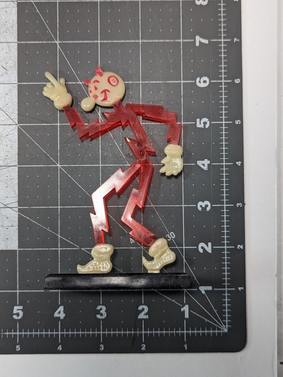 Vintage REDDY KILOWATT Business card Figure Red w/Black Stand