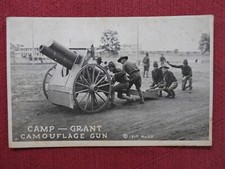 WW1 Camp Gew&auml;hren Rockford Il CM Tarnfarbe Gewehr CM Gro&szlig; Cannon IN Action RPPC
