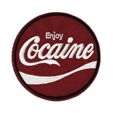 “Enjoy Cocaine” Parody Embroidered Iron-On Patch Humor Novelty