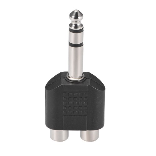 6.35mm Mâle à 2 RCA Femelle Séparateur Noir 4Pcs Stéréo Audio Câble Convert - Photo 3/3