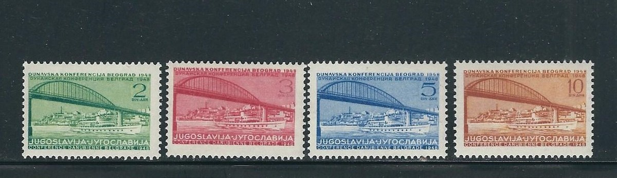 SAN.. 様 YUGOSLAVIA 1948 DANUBE CONFERENCE BRIDGES theme (Sc 239-42) VF MH