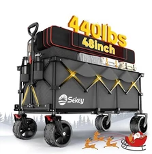 Sekey 48''L Collapsible, "EXTENDED LENGTH" Wagon 440lbs Weight Capacity