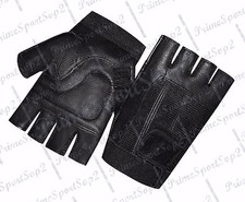 WEIGHT LIFTING TRAINING REAL LEATHER SPANDEX FITNESS CYCLING WHEELCHAIR GLOVES