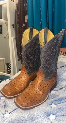 Mens Cognac Ostrich Cowboy Boots Brown 