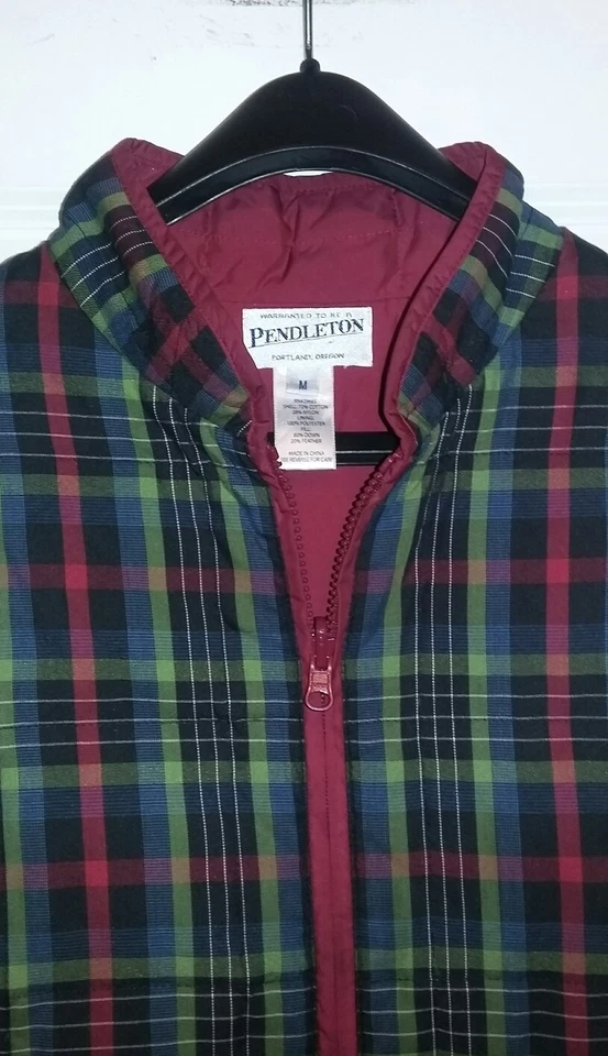 Pendleton Full Zip Quilted Plaid Down & Feather Puffer Vest Women's Medium NICE - Image 2 of 4