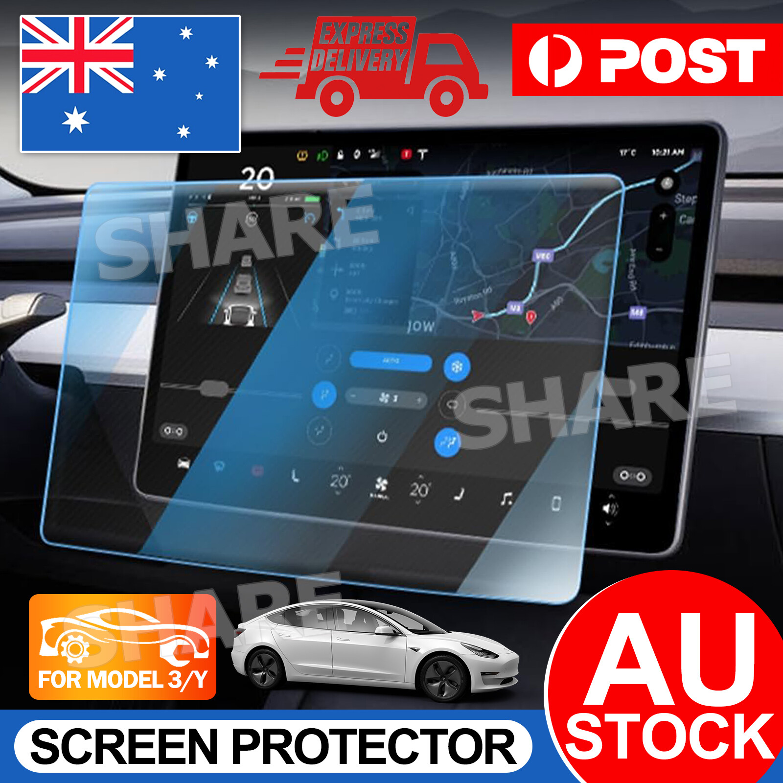 For Tesla Model 3/Y (pre-2024) Touchscreen Tempered Glass Screen Protector 15"
