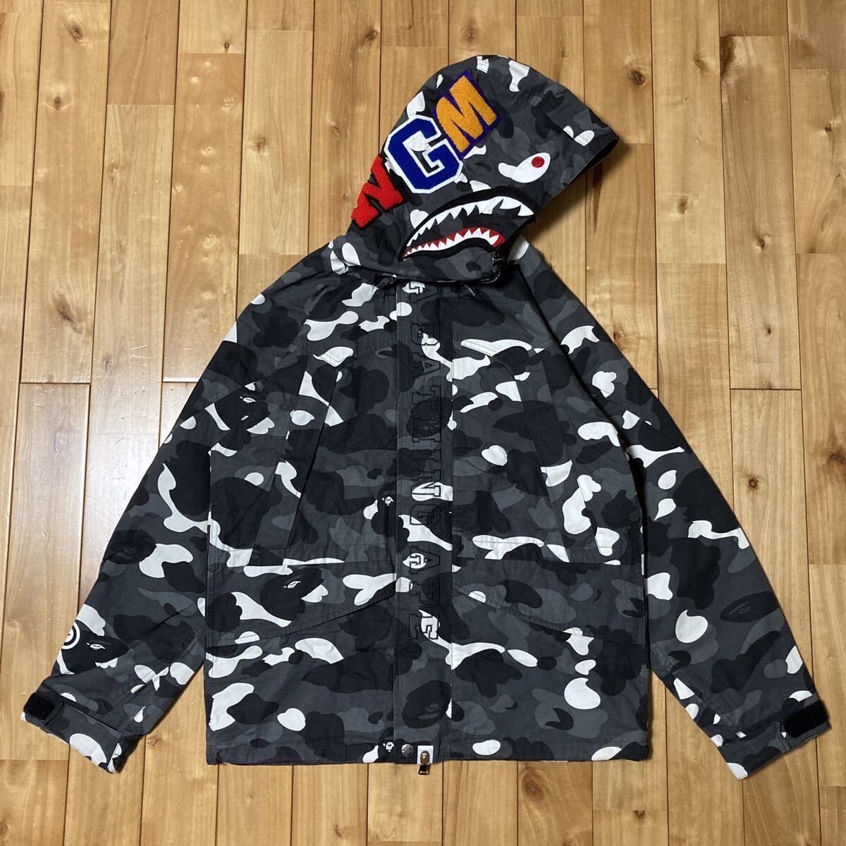Glow in the dark BAPE City camo shark full zip hoodie Black A
