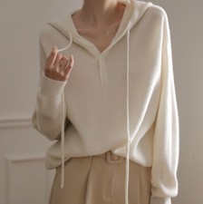 Women Knitted Tops Hoody Sweater Long Sleeve Hoodie Sweatshirt Solid Soft Winter