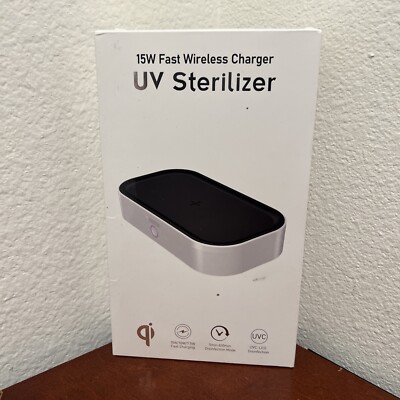 15W Fast Wireless Charger UV Sterilizer. On Power Plug . Charger Cable Included