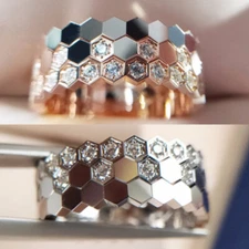 6Style Ring Women Simple 925 Silver,Rose Gold Cubic Zircon Jewelry Sz 6-10