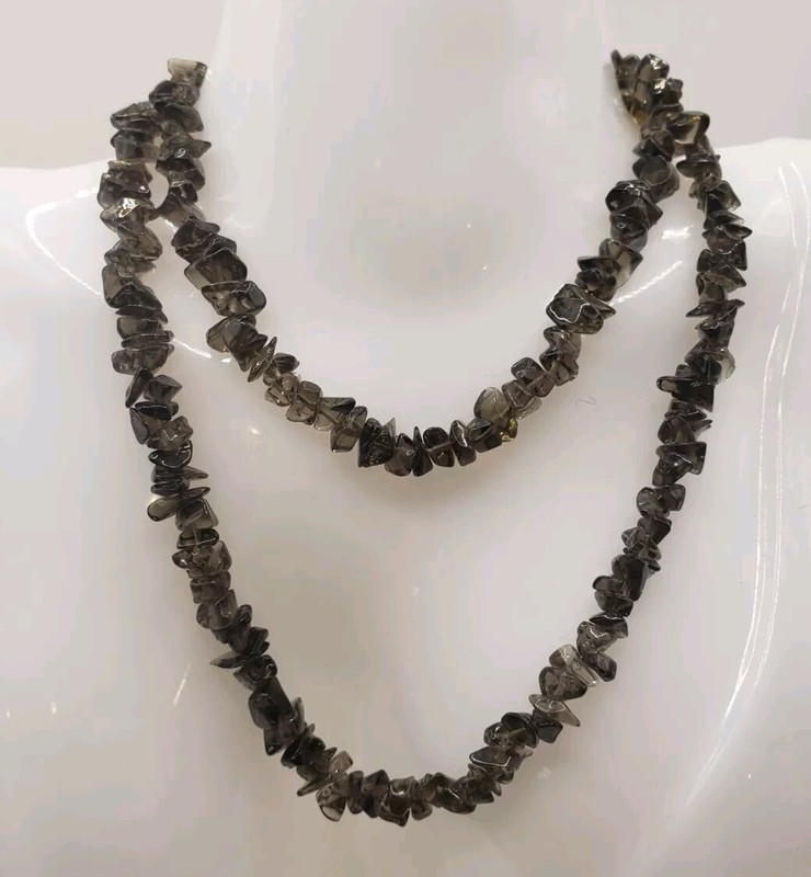 Smokey Quartz Nucket Beaded Necklace 11.5 Inches