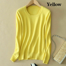 Maglione donna girocollo accogliente cashmere elastico maglia pullover slim fit lana