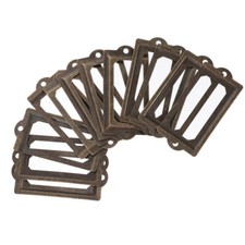 12 Pcs Vintage Metal Drawer Label Frames with Screws for Cabinet
