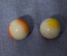 Vintage Lot 2 MARBLES UV Reactive Cadmium Uranium 22 mm .9 in. Orange White U106