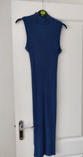 Zara Blue High Neck Sleeveless Ribbed Long Jumper Dress Size XS / UK 6