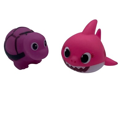 Pink Baby Shark Purple Turtle Bath Toy Set For Kids 2