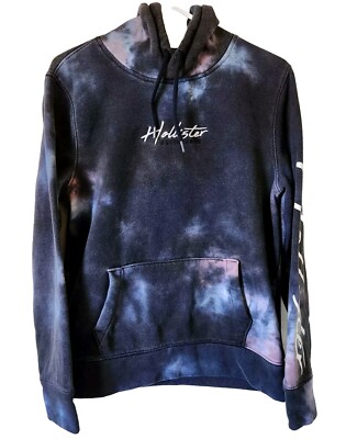 Hollister Hoodie Mens Small Black Galaxy Tie Dye Pullover Must