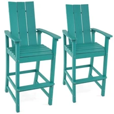 52" Outdoor Garden Tall Adirondack Chair w/ Ergonomic Backrest Built-in Footrest