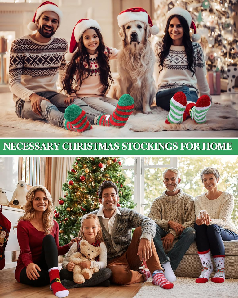 Hicarer 50 Pairs Christmas Fuzzy Socks Bulk Winter Warm Slipper Socks