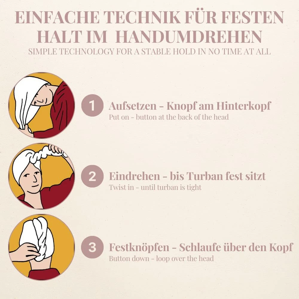 2x Haarturban Haar-Turban grau + pink 100% Baumwolle fester Halt für Kuren Föhn