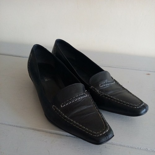 Kenneth Cole Reaction Zapatos Mocasines de Cuero Negro Tacón de Cuña Bajo Informales UK3 EU36 - Imagen 11 de 11