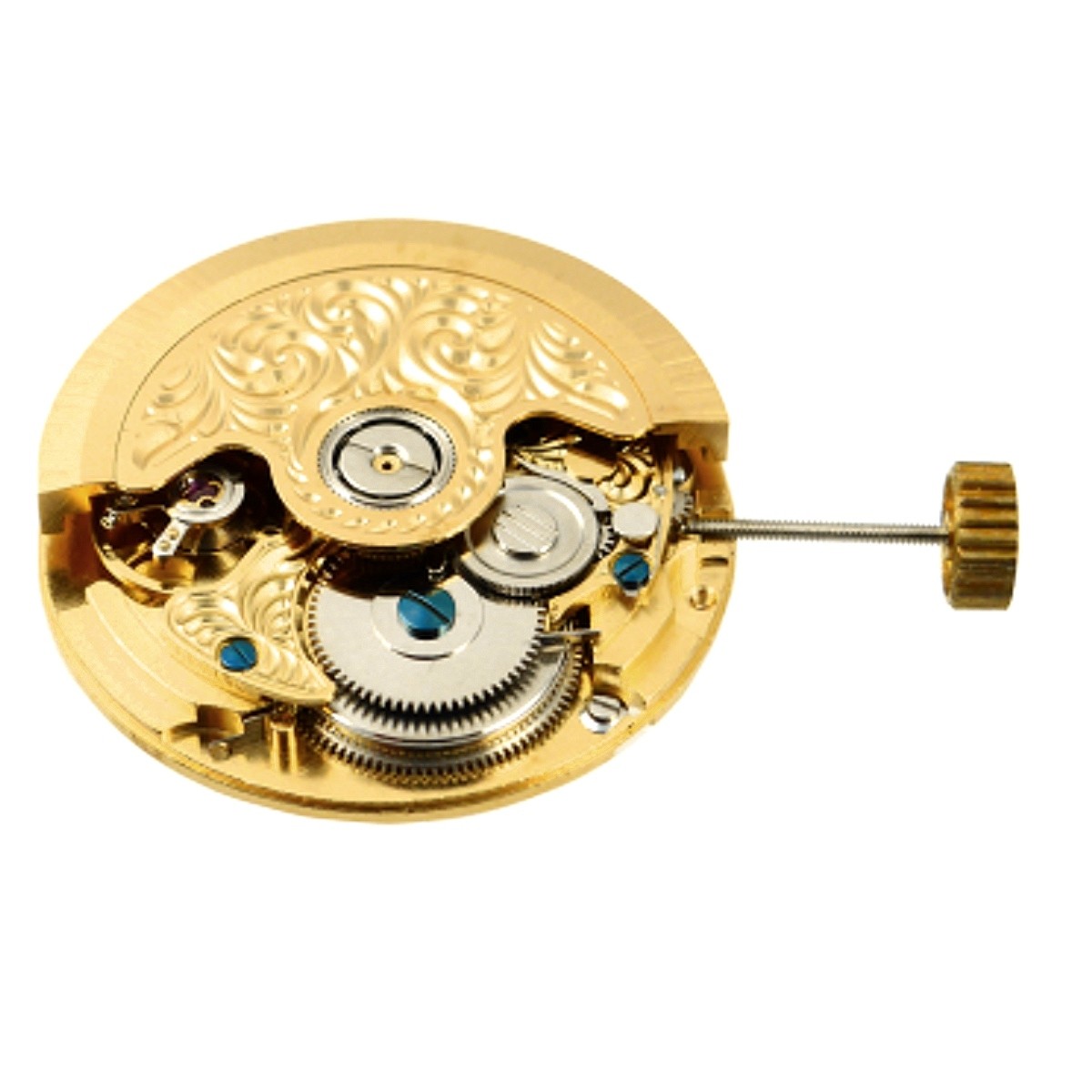 Movimento automatico PTS 2624-B placcato oro con incisione