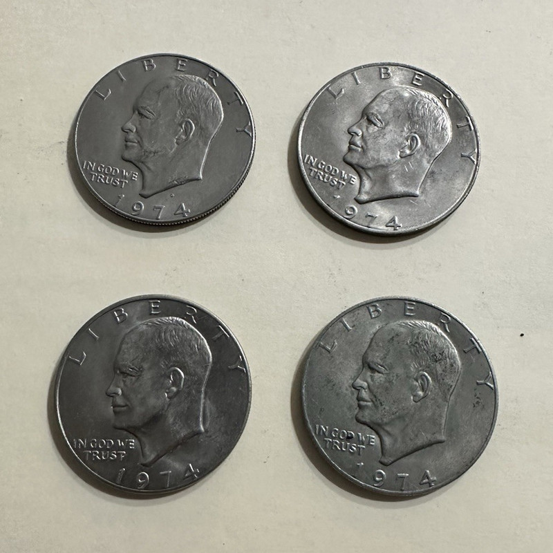Lot of 4 Eisenhower $1 1974-D Type 1 Business Strike Clad Coins