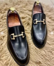 Handmade mens leather shoes, Men formal slip on leather moccasin dress shoes