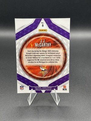 2025 Panini Phoenix J.J. McCarthy #8 Paragon Silver Prizm