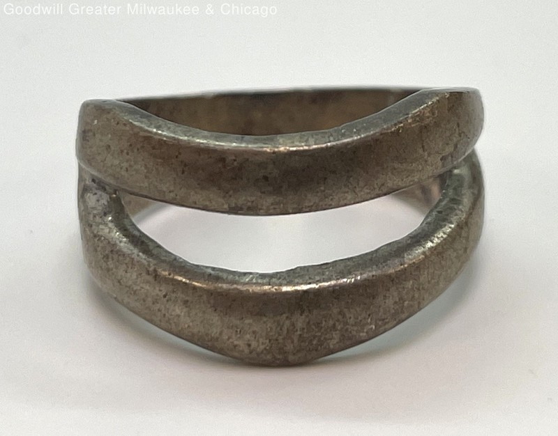 Mexico 925 Sterling Modernist Split Wavy Band Ring 6g