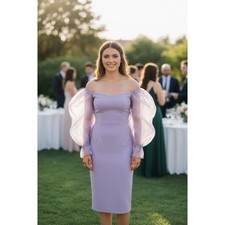 Urban outfitters small lilac dress S organza puff sleeves wedding guest pastel