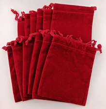 12 Pack 4X3" Red Velveteen Craft Jewelry Gift Bags Draw String Crafts Burgundy